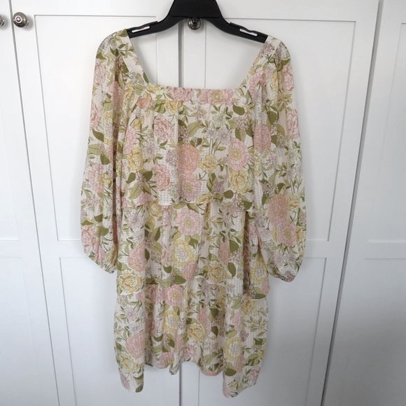 WHO WHAT WEAR Women's Floral Print Bishop 3/4 Sleeve Dress Size M NWT - Picture 4 of 4